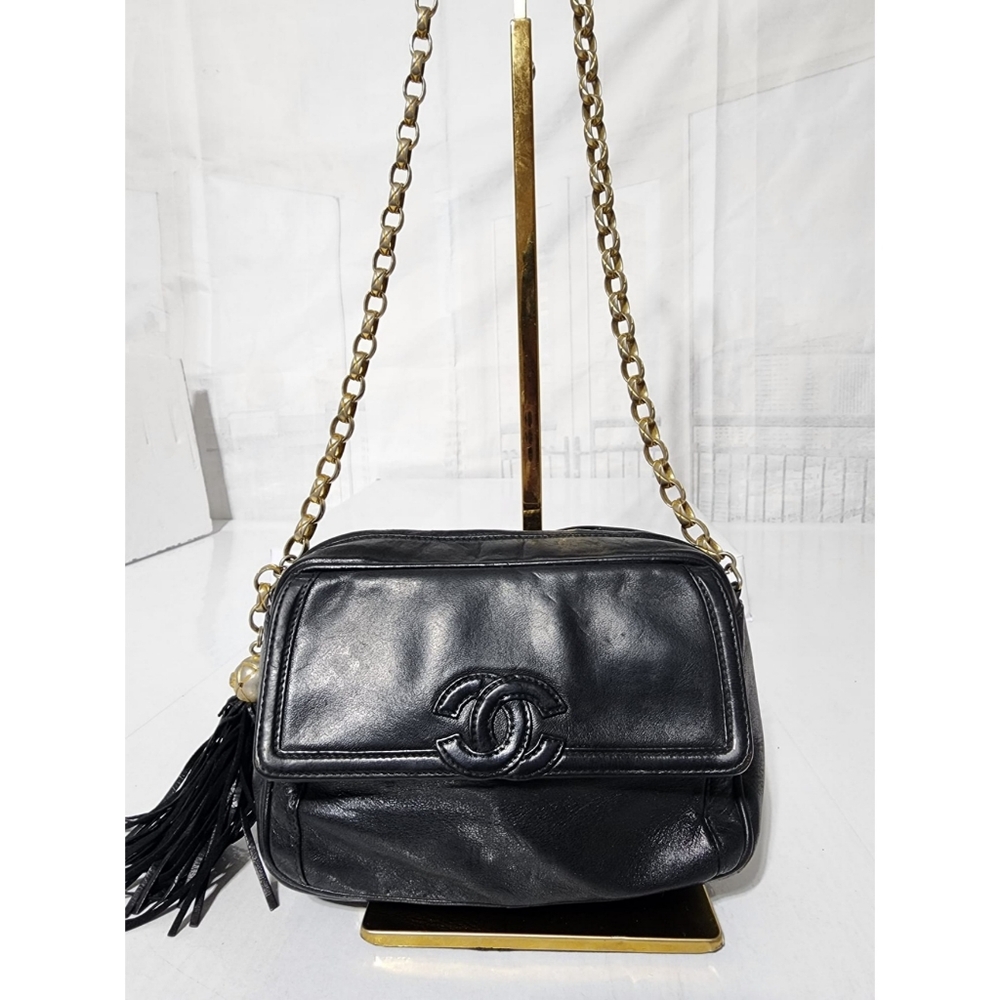 Chanel Lambskin Vintage Mini Fringe Camera Bag Black - Picture 6 of 15